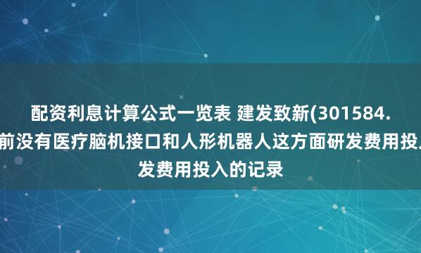 配资利息计算公式一览表 建发致新(301584.SZ)：目前没有医疗脑机接口和人形机器人这方面研发费用投入的记录